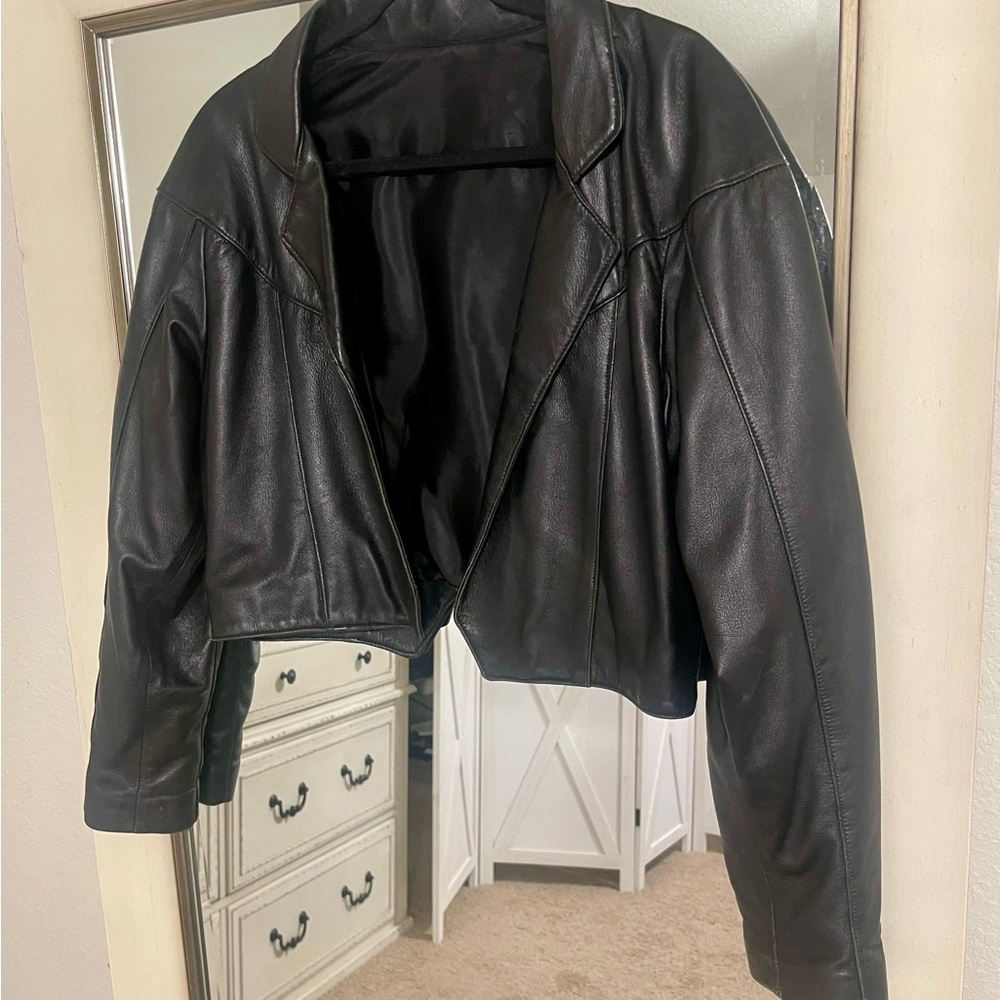 Women's Black Leather Jacket - Vintage/ 90’s